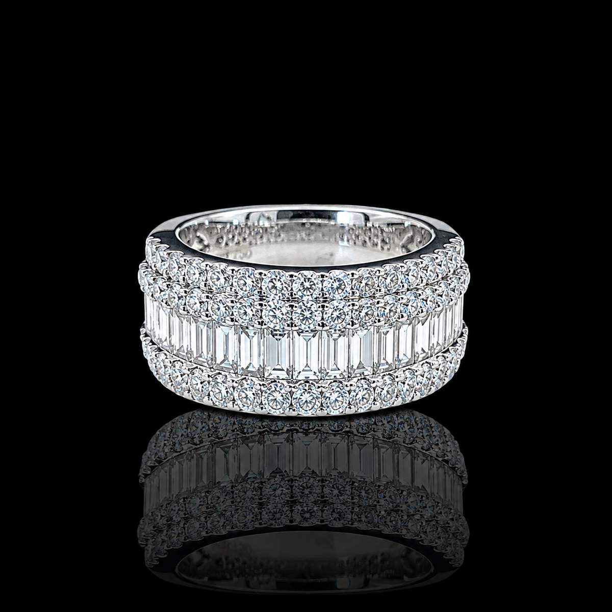 Baguette x Round Straight Row Diamond Ring