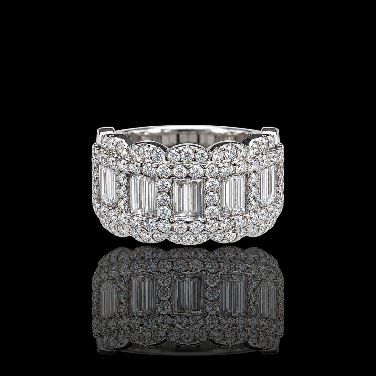 Baguette x Round Ladies Diamond Ring