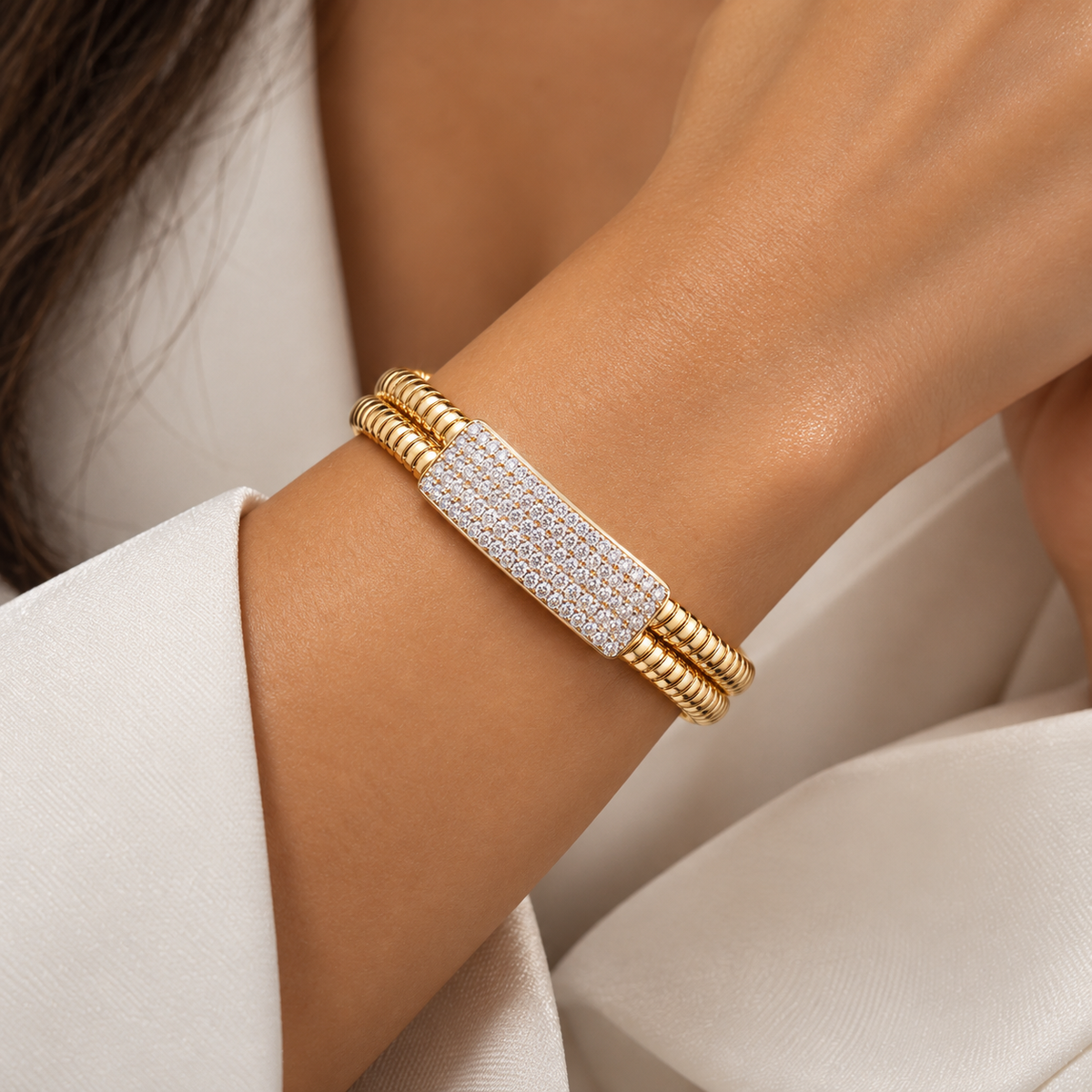 Twist Diamond Flex Bangle