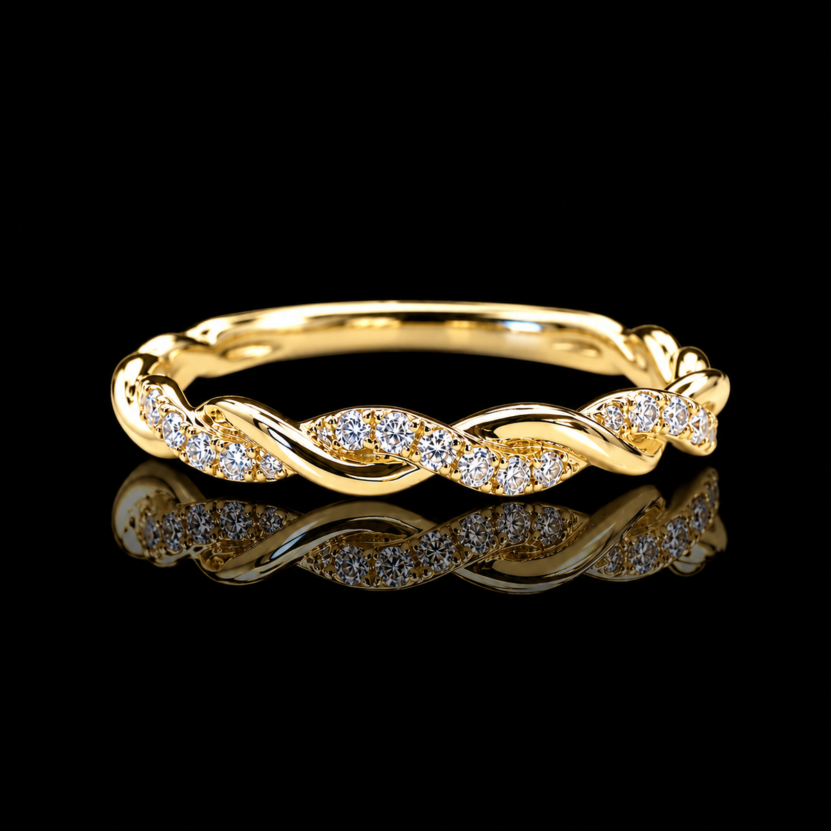Thin Halfway Diamond Twist Ring
